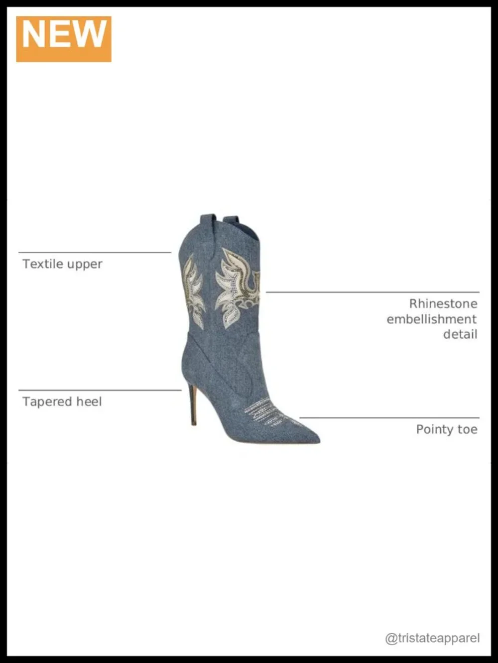 Women's Western Embroidered Rhinestone Stiletto Booties